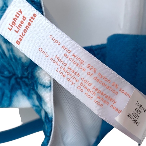 NWT Cacique Bra Sz 46DDD Aqua White Teal Lightly Lined Balconette Lane Bryant - Picture 3 of 9